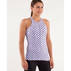 Lululemon Velo Vixen Jersey Womens Tank Top 4 Violet Black 3/4 Zip Pockets Logo